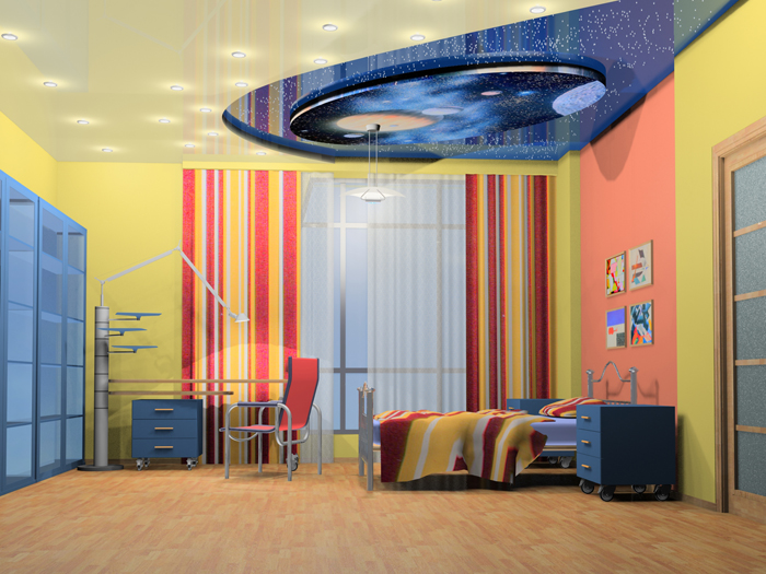 Plafond tendu multiniveau pour grandes dest