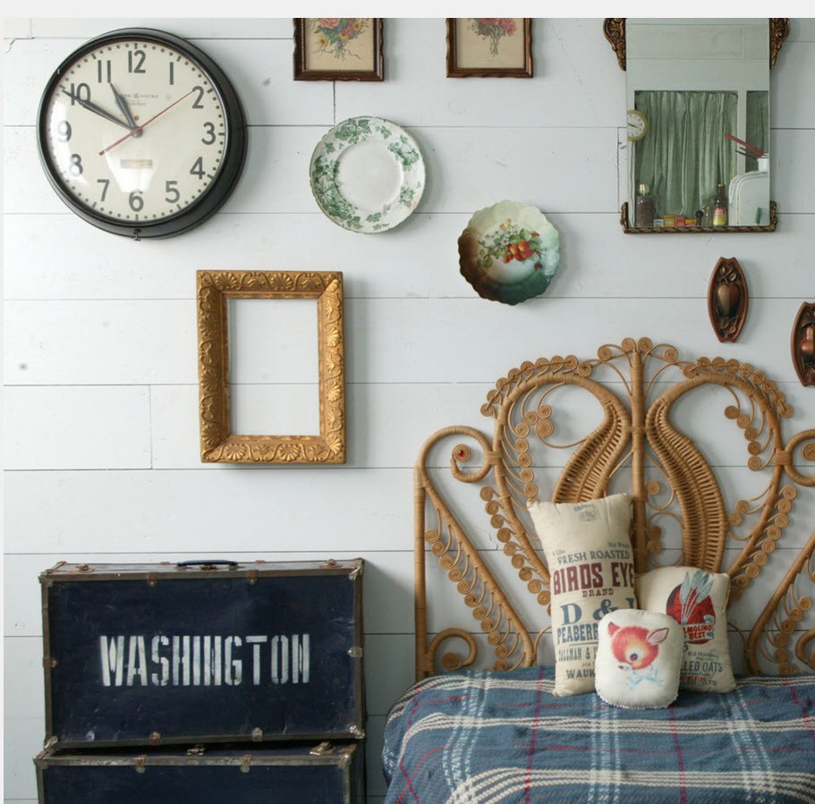 wooden clock in the high-tech hallway