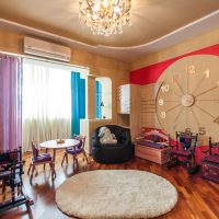 wooden clock in the hallway in high-tech style photo