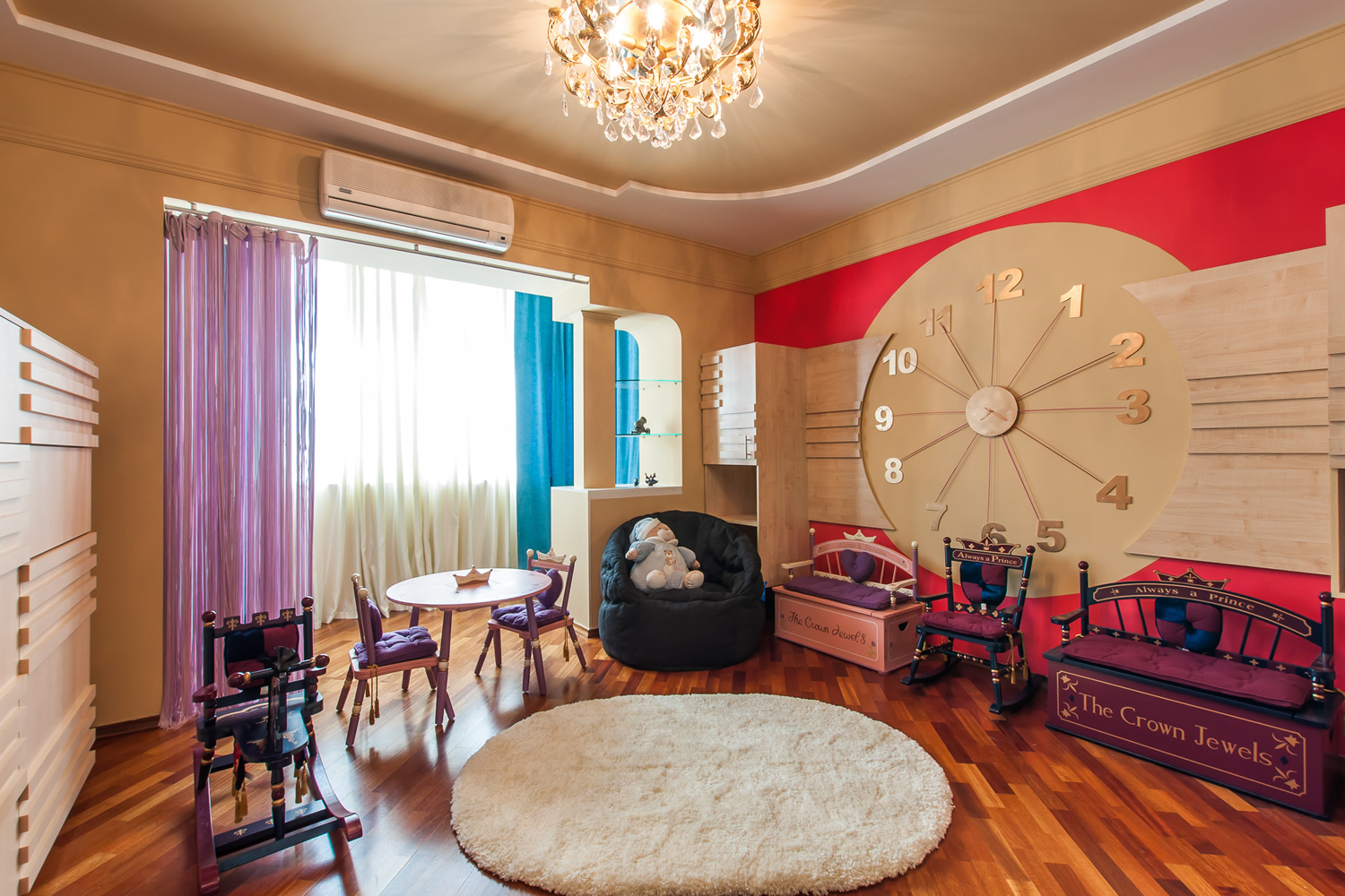 minimalism metal clock in the bedroom