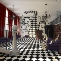 metal clock in the living room in high-tech style picture