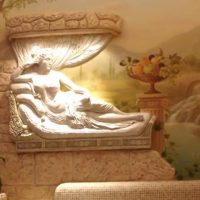 light style bedroom with a bas-relief picture