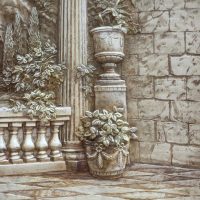 unusual decor of the kitchen with a bas-relief photo