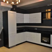 large refrigerator in the decor of the kitchen in beige color picture