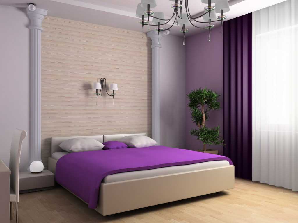 combination of lilac in bedroom decor