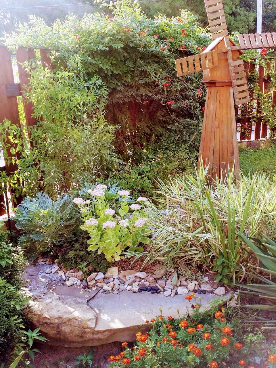 beautiful creation of a decor of a summer cottage with stones