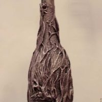 the idea of original decoration of bottles of leather with your own hands picture