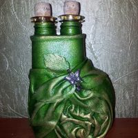 the idea of light decoration of bottles of leather with your own hands picture