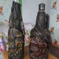 idea of light decoration of glass bottles of leather with your own hands photo
