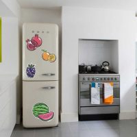 the idea of unusual design of the refrigerator in the kitchen photo