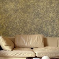 the idea of a beautiful decorative plaster in the interior of the living room photo