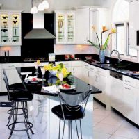 variant of the unusual interior of a large kitchen photo