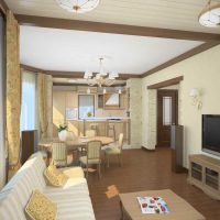 variant of the bright interior of a large kitchen picture