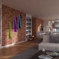 the idea of ​​using an unusual decorative brick in the style of the living room photo