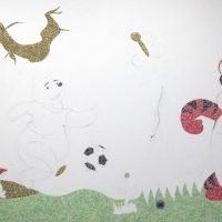 version of the modern interior of the apartment with a decorative pattern on the wall picture