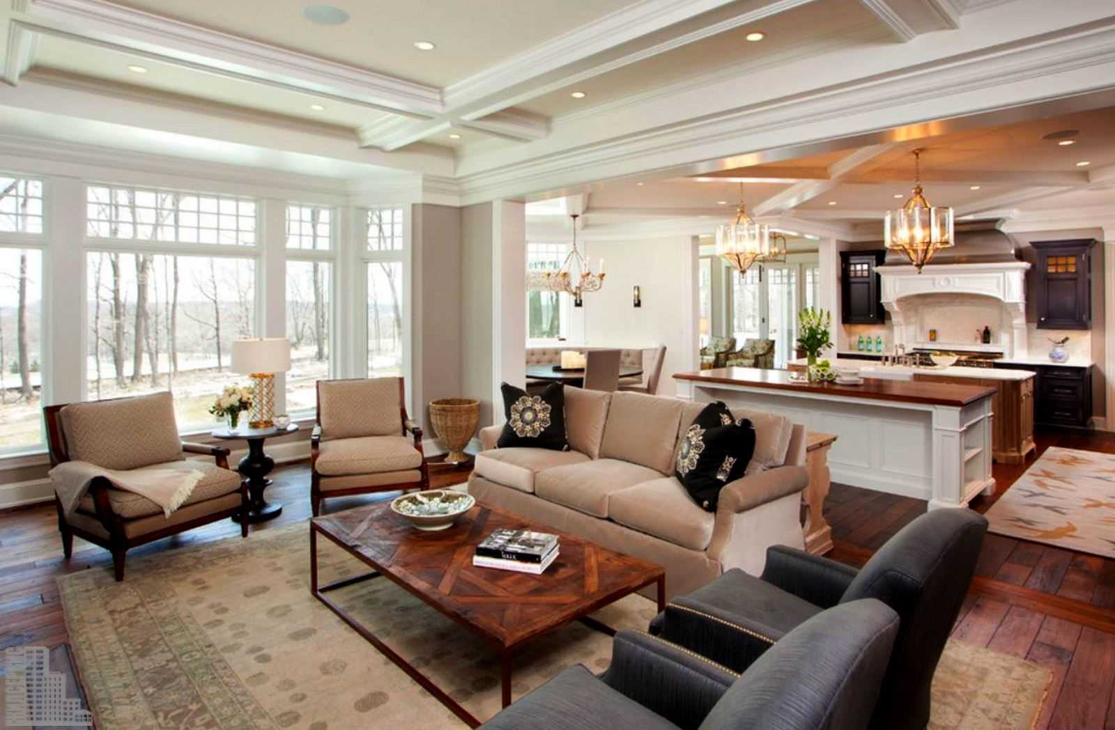 idée de la conception lumineuse de la salle dans une maison privée