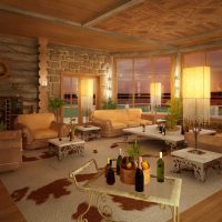 idée d'une conception inhabituelle d'un salon dans une maison privée photo