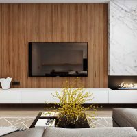 version of the light design of the living room with fireplace picture