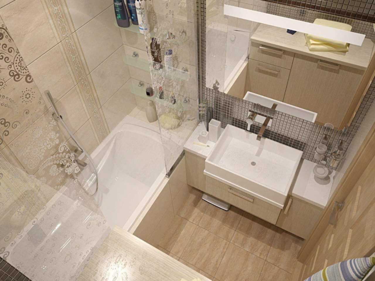 idea of a modern interior of a bathroom of 4 sq.m