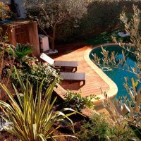 idea of modern decoration of the courtyard of a private house photo