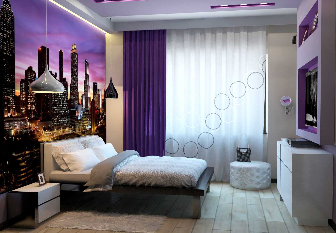 the idea of an unusual bedroom decor for a girl in a modern style