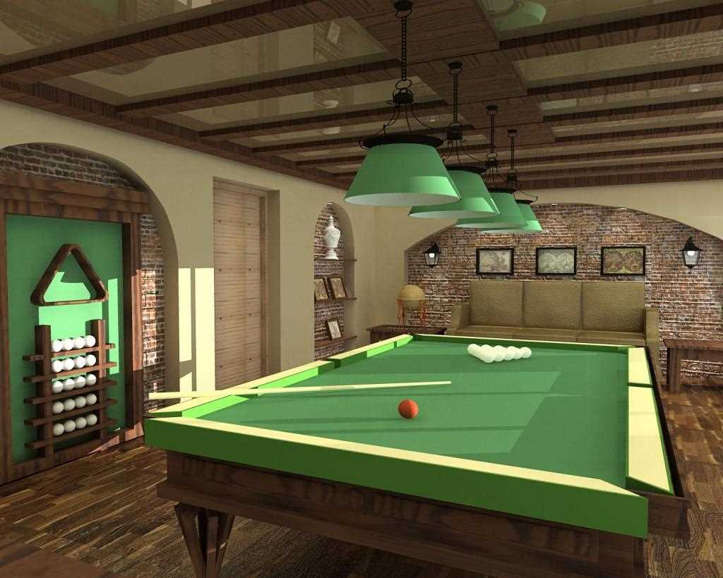 idea of ​​an unusual interior of a billiard room