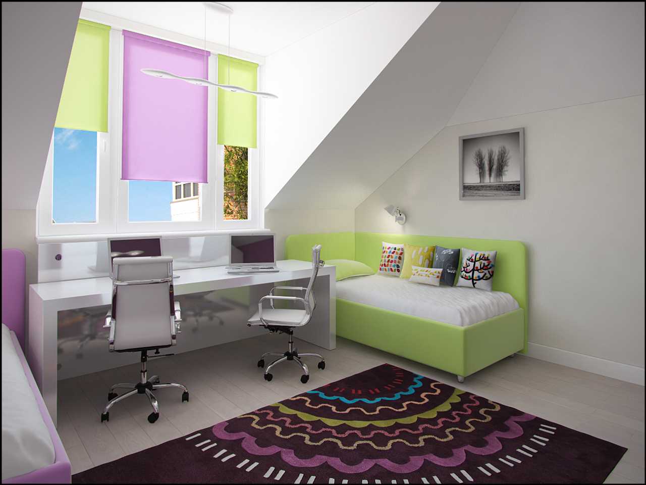 idea of an unusual style of a bedroom for a girl in a modern style