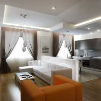 the idea of an unusual style bedroom living room 20 sq.m. a photo