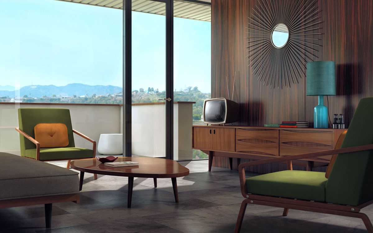 the idea of ​​applying an unusual room design in retro style