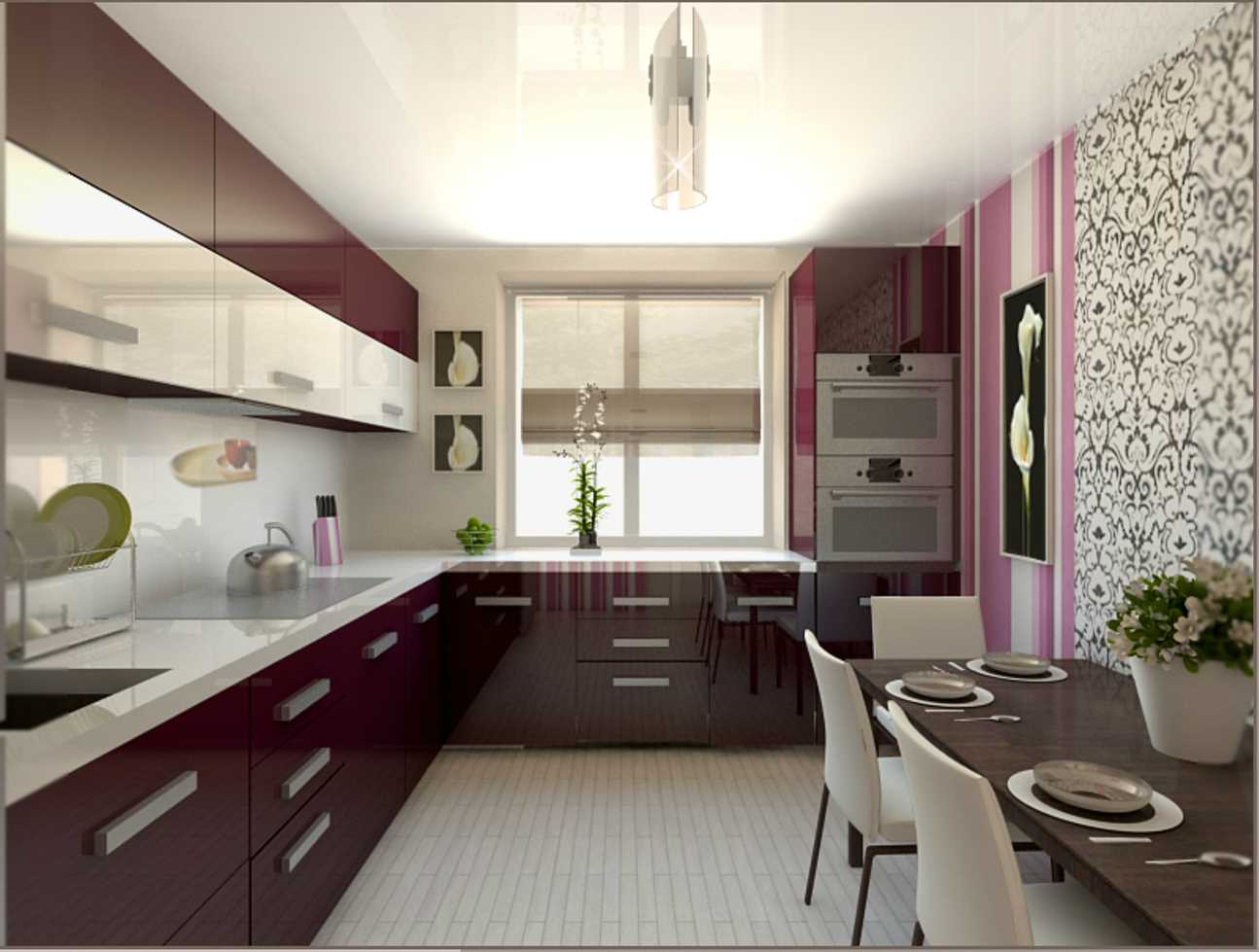 the idea of a bright kitchen interior of 9 sq.m