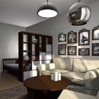 the idea of an unusual style of a living room bedroom 20 sq.m. picture