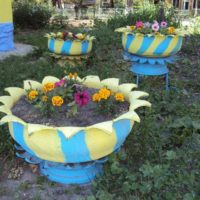 The idea of a beautiful design of the garden at the cottage photo