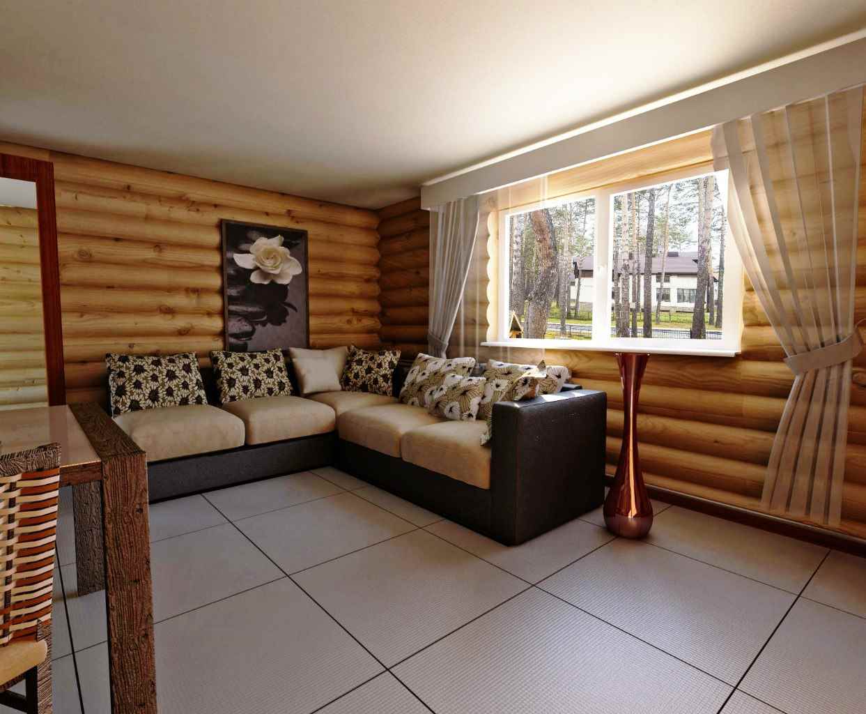 the idea of an unusual style of kitchen in a wooden house