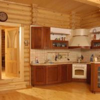 idea of a light decor of a kitchen in a wooden house picture