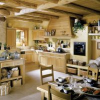 idea of a light kitchen decor in a wooden house photo