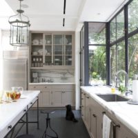 kitchen with a balcony at home