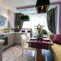 kitchen with a comfortable sofa