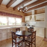 idea of a light style of kitchen in a wooden house photo