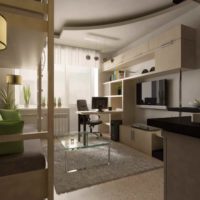 Un exemple de conception inhabituelle d'un salon photo de 15 m²