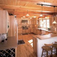 idea of unusual decor of the kitchen in a wooden house photo