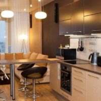 option of light decor of the kitchen 12 sq.m picture