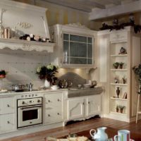 idea of a bright interior of a kitchen in a wooden house photo