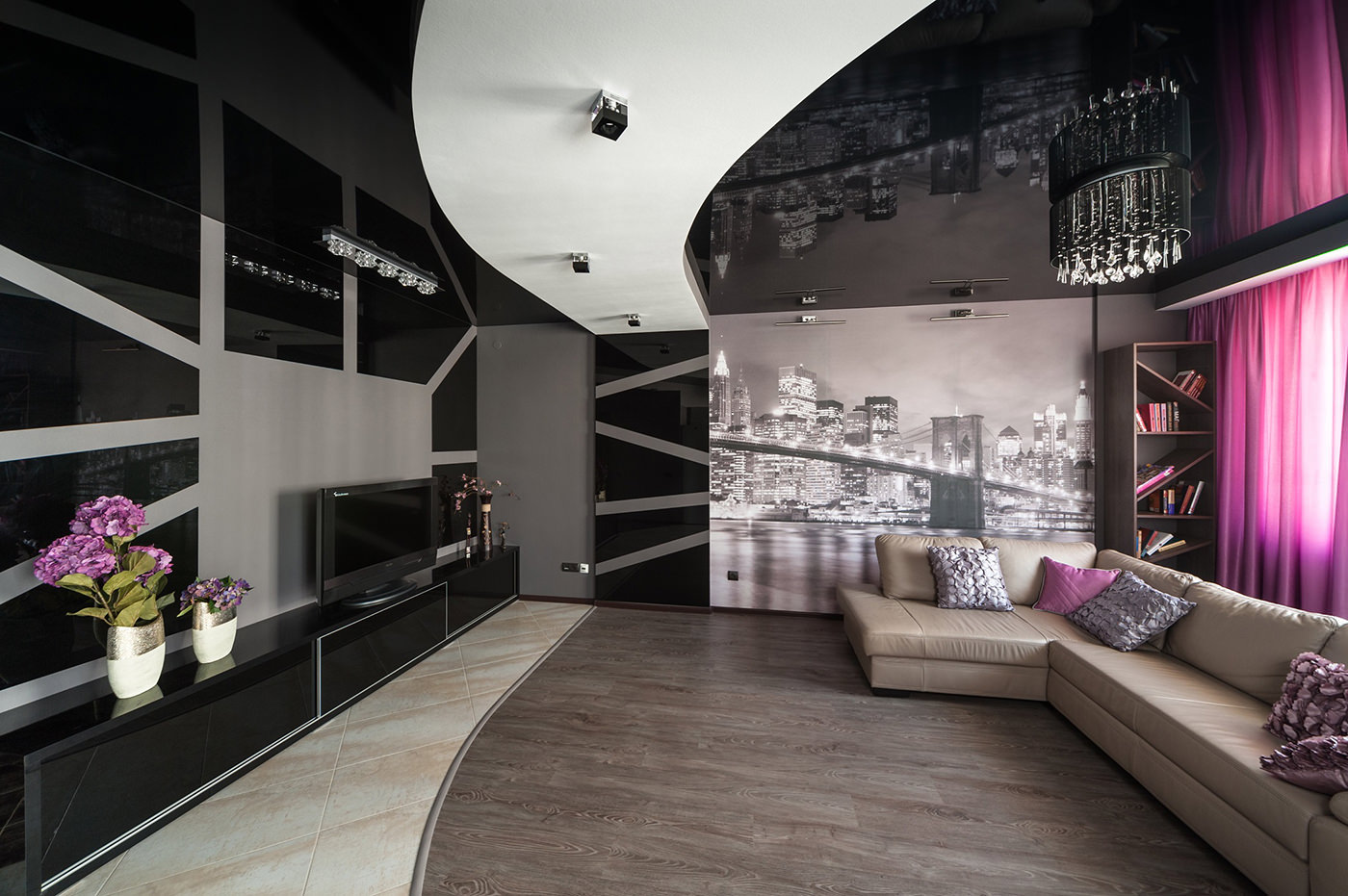 plafond élégant dans le salon