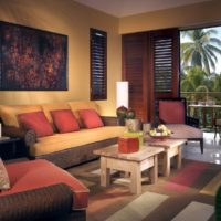 Wall decoration over a sofa in the living room of a country house