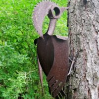 Decorative woodpecker from old glands