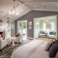 Interior design of a bedroom-living room of a private house