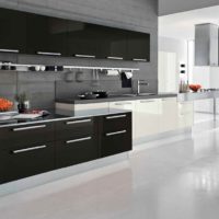 Black furniture on glossy linoleum