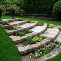 Stone steps on the slope of the site