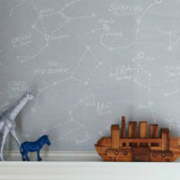 Map of constellations on the wallpaper in the children's room