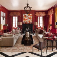 Red interior in a modern room